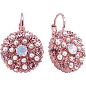 Mariana Cookie Dough Rose Gold Earrings in Peach & White Crystal Mix 1144 NWT